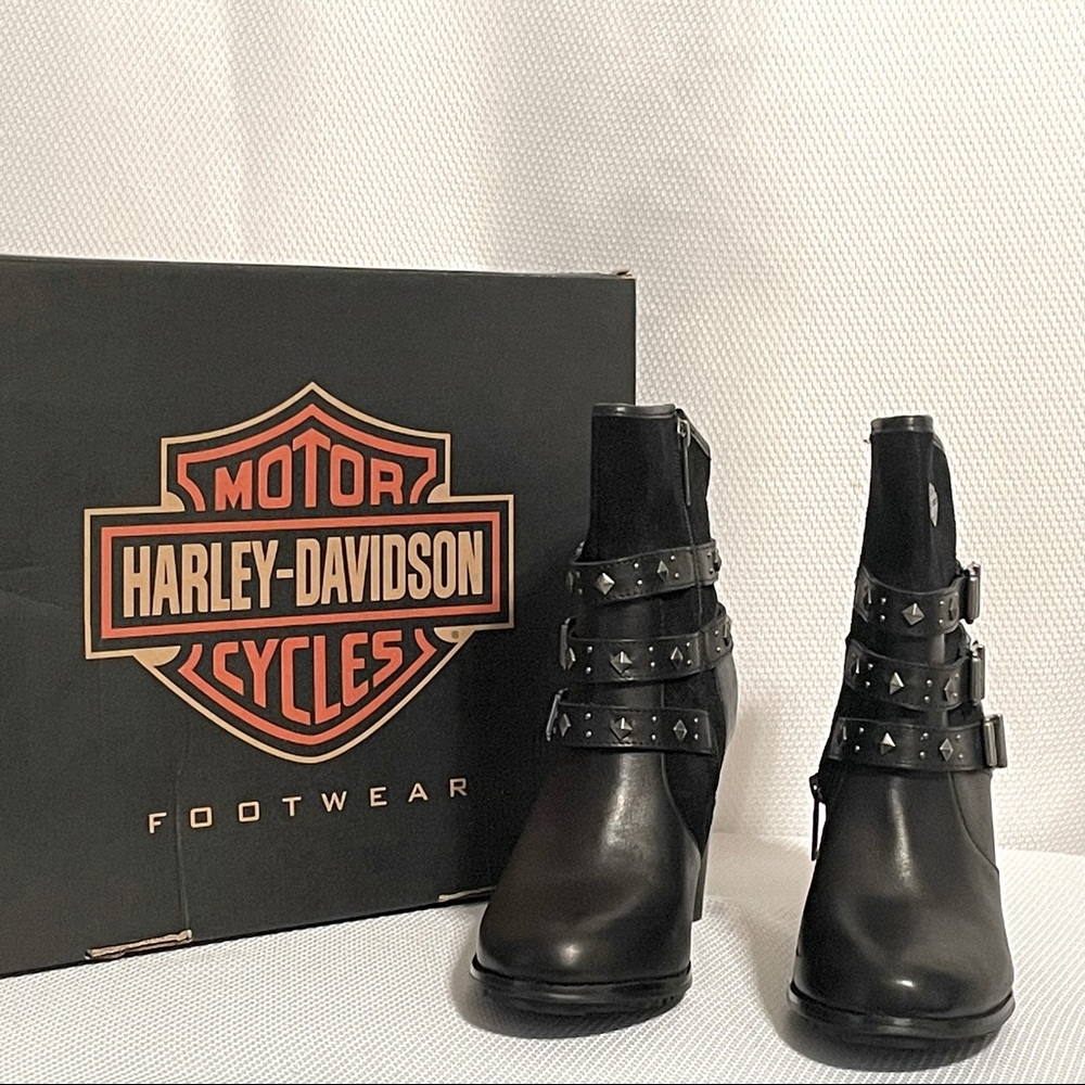 NIB Harley Davidson Women’s Black Leather & Suede Boot size 9 - Picture 3 of 7